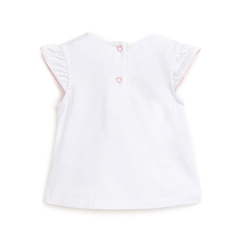 Girls White Embellished Short Sleeve T-Shirt image number 1